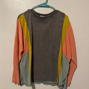 Easel Funky Patchwork Crew Neck Sweatshirt